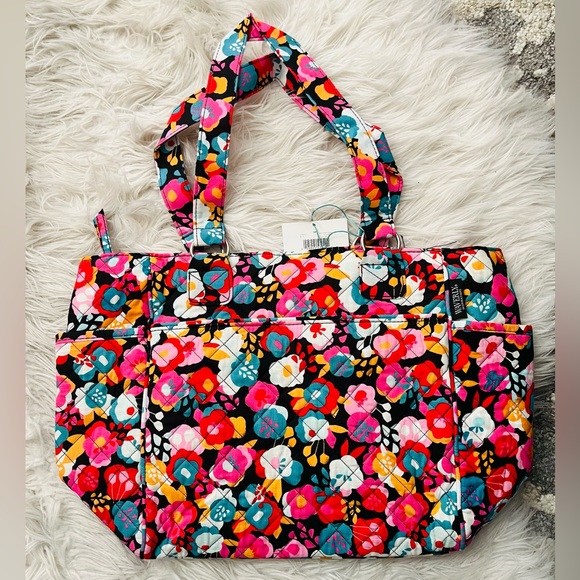 Waverly Women's Satchel Quilted Pink Floral Print Tote Bag - Picture 3 of 6